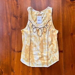 Free People marigold tie dye beaded tank